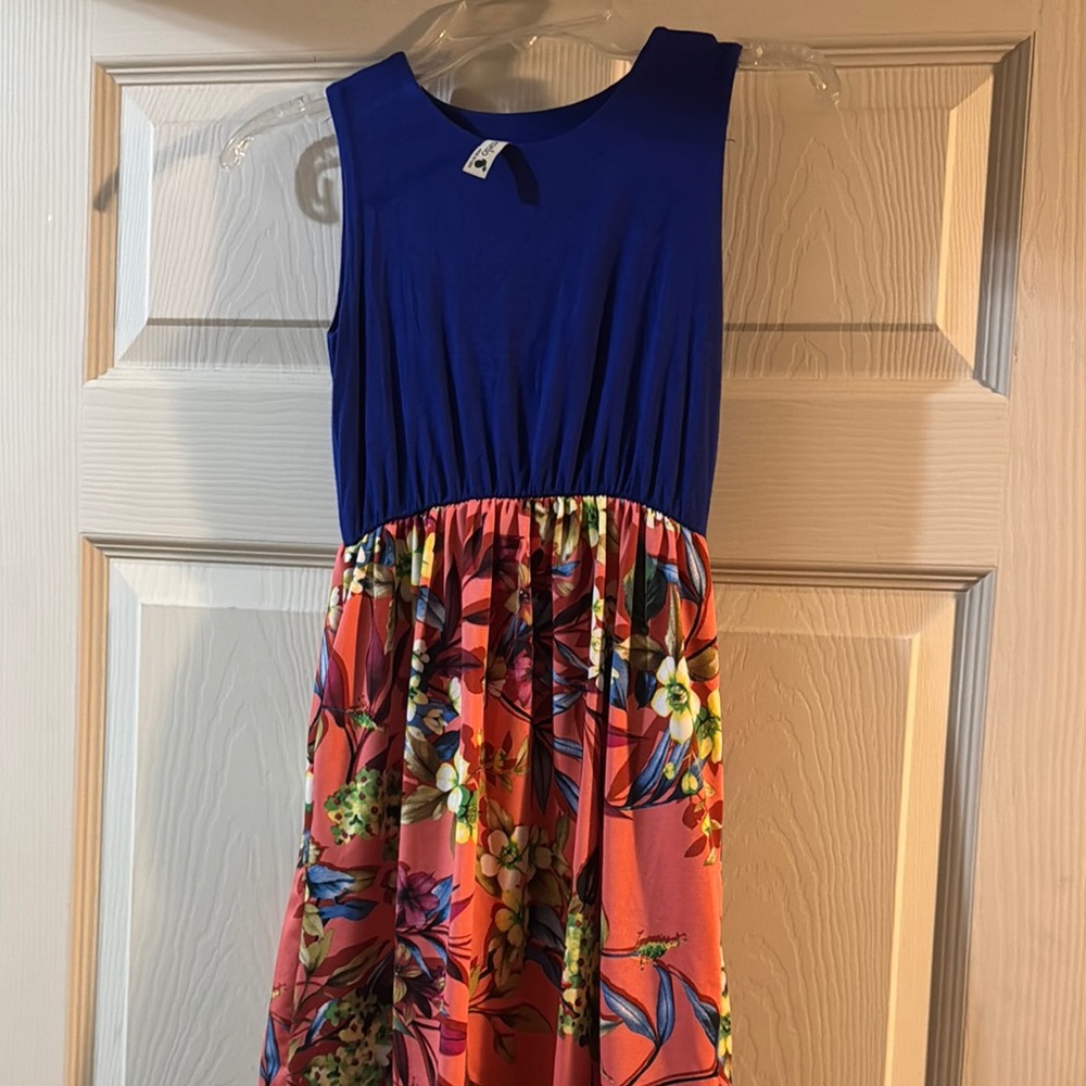Floral Blue and Pink Kids Dress